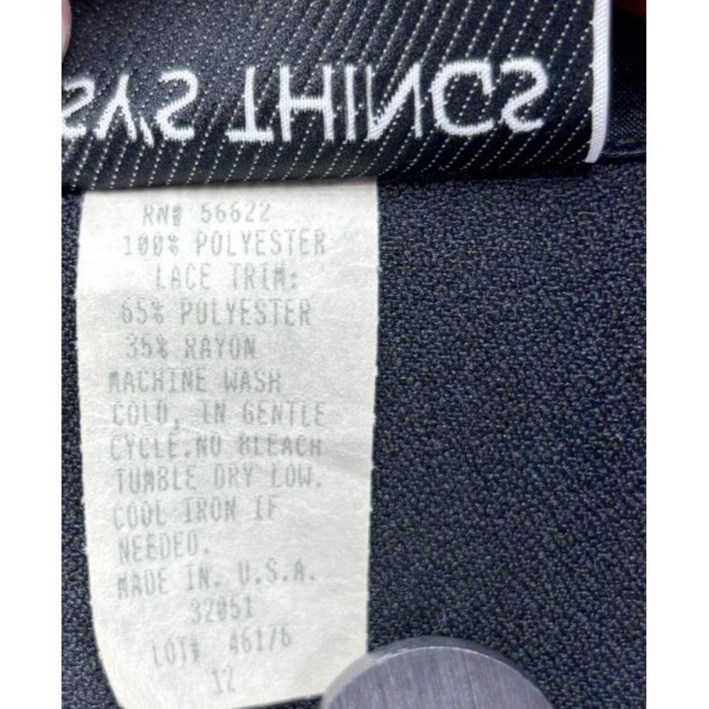 Vintage 80's 90's Sheer Black Top Jacket Lace Silver Metallic Goth Glam size 12 - Picture 4 of 15